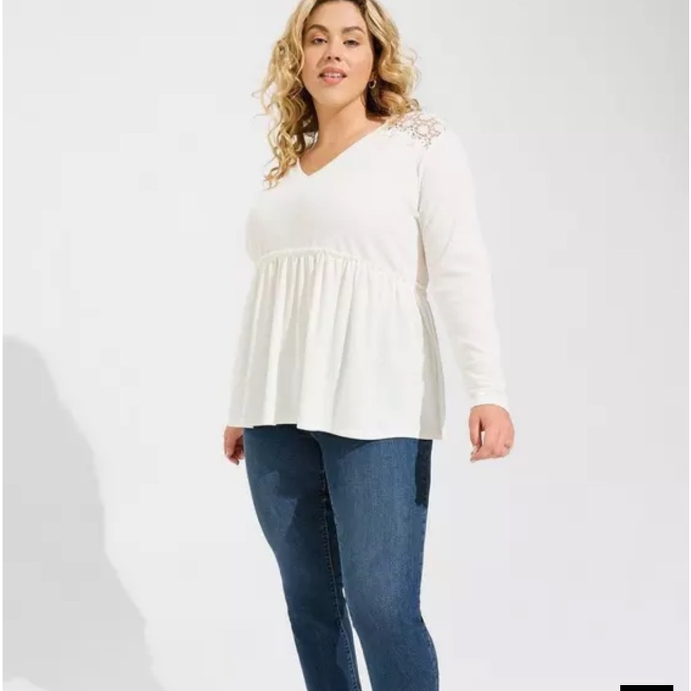Torrid White Lace Accent Blouse